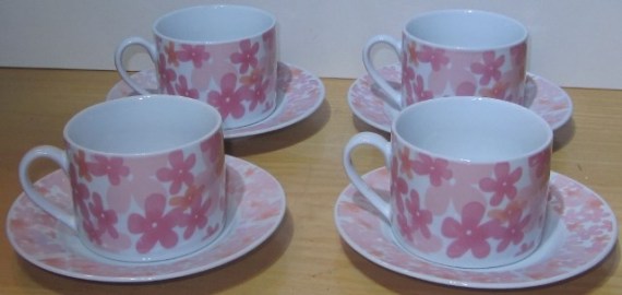 4 Tazas Desayuno Rosas